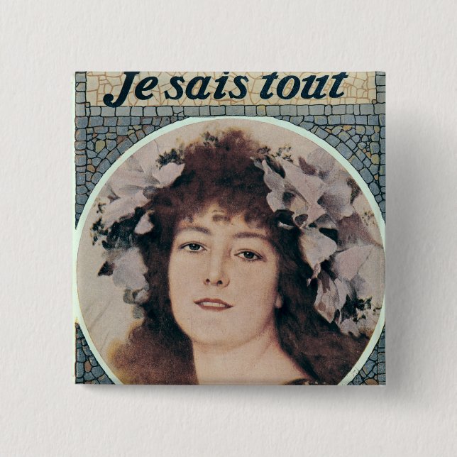 Sarah Bernhardt  in Gismonda 15 Cm Square Badge (Front)