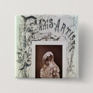 Sarah Bernhardt  in the role of Marion Delorme 15 Cm Square Badge