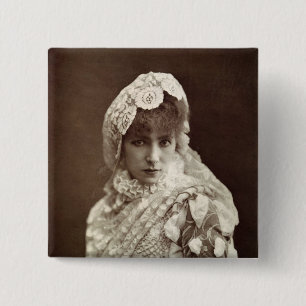 Sarah Bernhardt in the role of Marion Delorme 15 Cm Square Badge