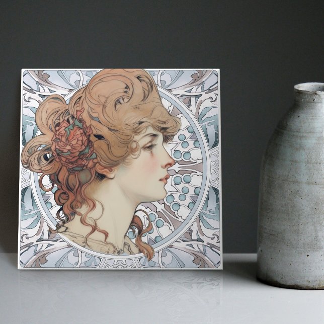 Sarah Bernhardt Inspired Artwork by Alphonse Mucha Ceramic Tile (Creator Uploaded)