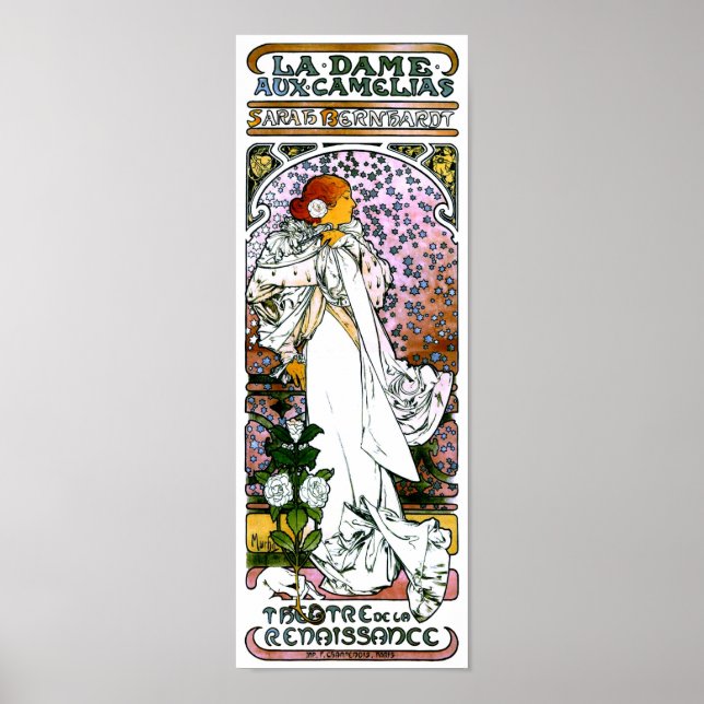 Sarah Bernhardt, La Dame aux Camélias, Mucha Fine Poster (Front)