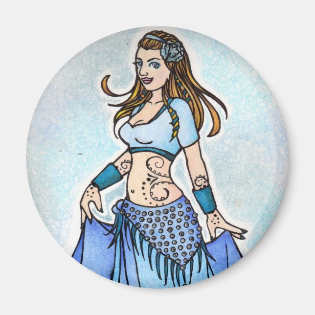 Sarah Blue Bellydancer Magnet (Front)