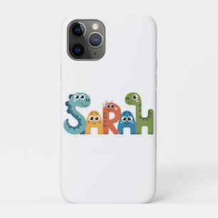 Sarah Dinosaur Name Cute Dino Letters Design iPhone 11 Pro Case