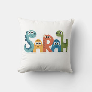Sarah Dinosaur Name  Cute Dino Letters Design Cushion