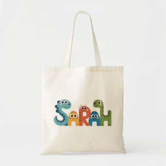 Sarah Dinosaur Name  Cute Dino Letters Design Tote Bag