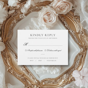 Sarah Elegant Black & White Meal Choice Wedding RSVP Card