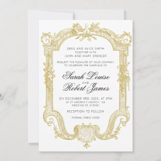 Sarah - Formal Wedding Invitation Antique Gold
