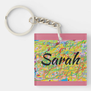Sarah from orphan Black abstract art ,calligraphy Key Ring