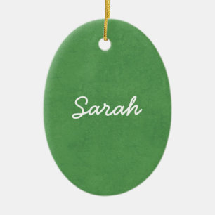 SARAH Grass Green Custom Name Gift Collection Ceramic Ornament