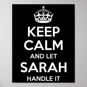 Sarah Keep Calm Personalised Name Funny Birthday G Poster