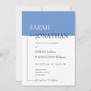 SARAH Modern Blue Minimalist Wedding Invitation