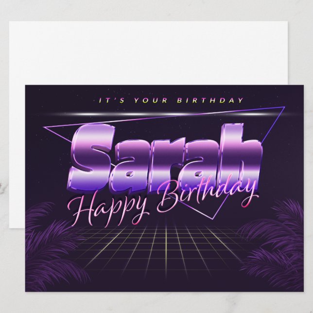 Sarah Name First Name purla retro card Birthday (Front/Back)