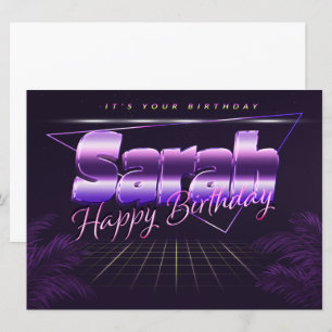 Sarah Name First Name purla retro card Birthday