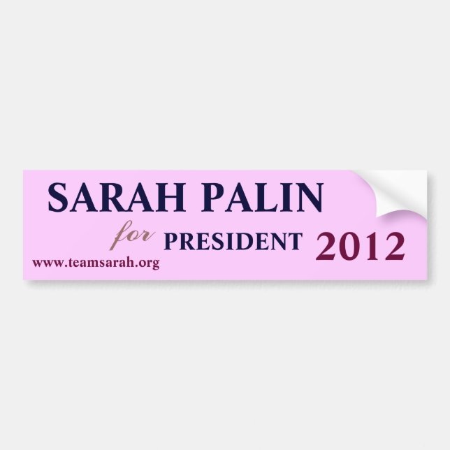SARAH PALIN FOR PRESIDENT 2012 BUMPER STICKER (Front)