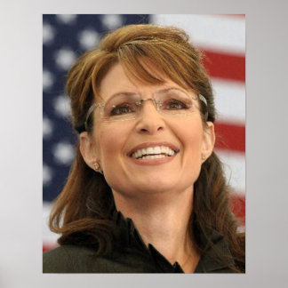 Sarah Palin Smiling with Flag Poster