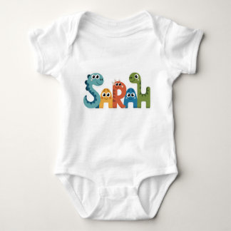 Sarah Personalized Dinosaur Baby Suit Baby Bodysuit