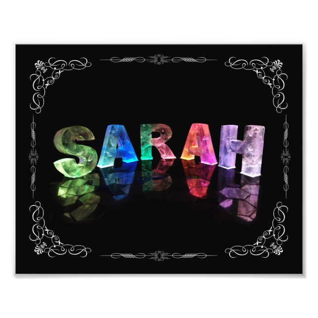 Sarah  - The Name Sarah in 3D Lights (Photograph) Photo Print (Front)