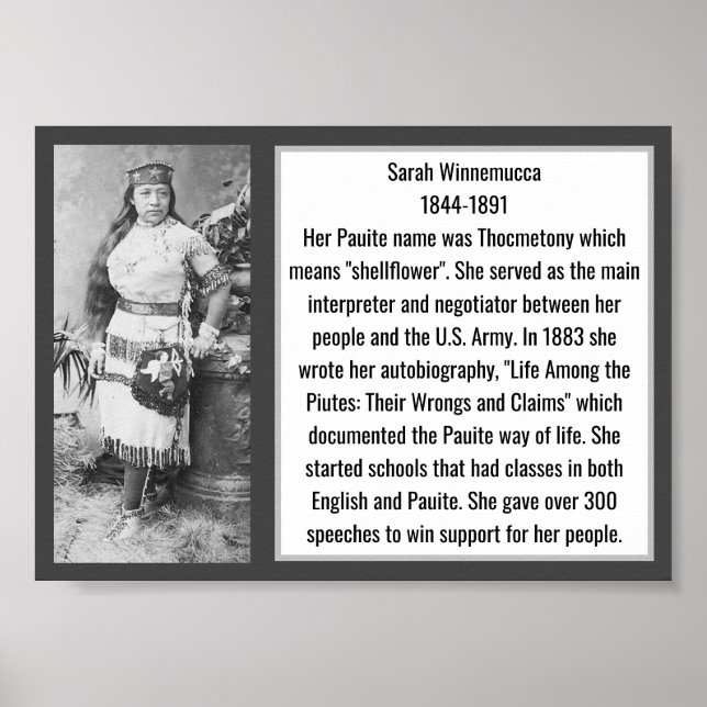 Sarah Winnemucca Native American Author Leader Poster (Front)