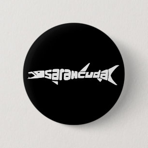 Sarahcuda White on Black Button - Customised