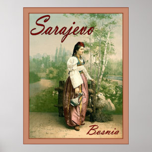 Sarajevo ~ Bosnia ~ Vintage Travel Poser. Poster