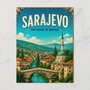 🕌 Sarajevo Old Town Bridge Travel 🏞️ Postcard