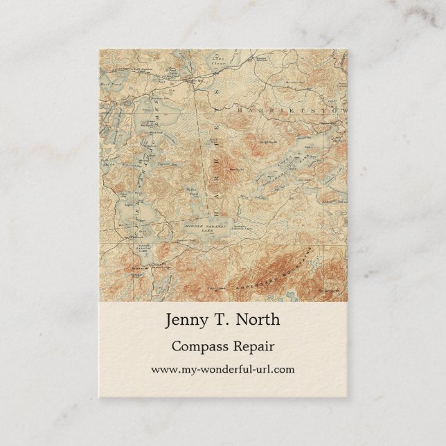 Saranac Lake Chain (Lower, Middle and Upper Lakes) Business Card (Front)