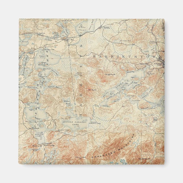 Saranac Lake Chain (Lower, Middle and Upper Lakes) Magnet (Front)