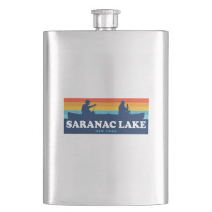 Saranac Lake New York Canoe Hip Flask