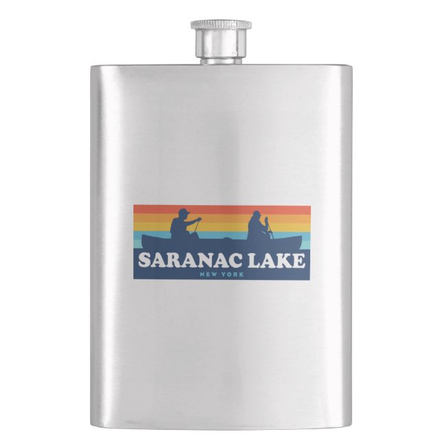Saranac Lake New York Canoe Hip Flask (Front)