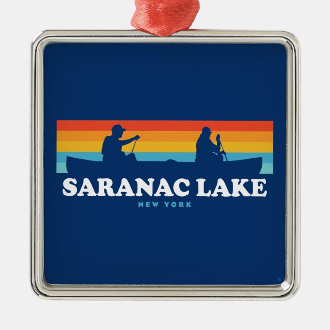 Saranac Lake New York Canoe Metal Ornament (Front)