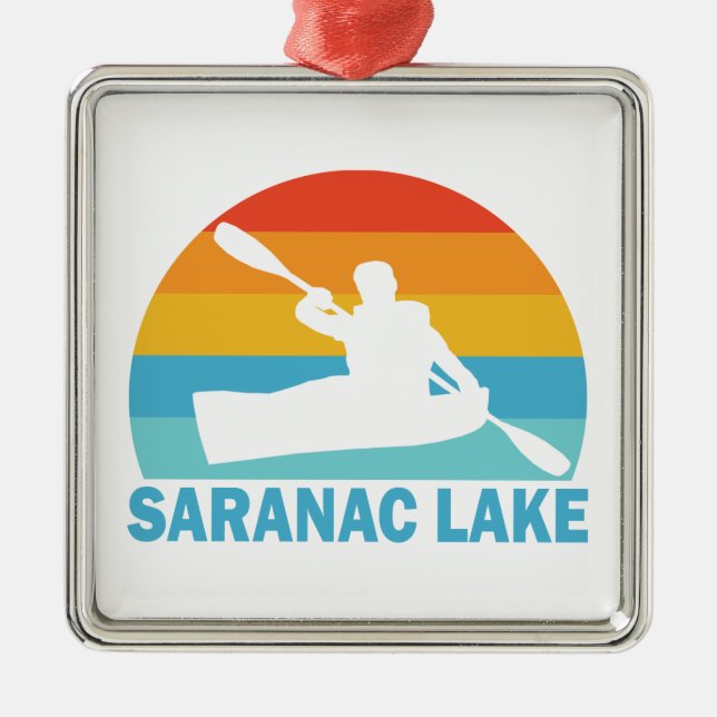 Saranac Lake New York Kayak Metal Ornament (Front)