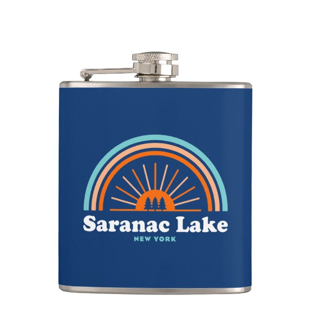 Saranac Lake New York Rainbow Hip Flask (Front)
