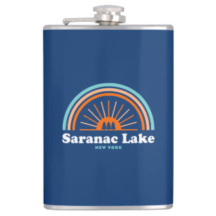 Saranac Lake New York Rainbow Hip Flask