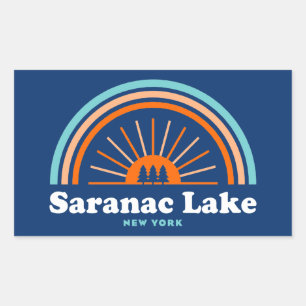 Saranac Lake New York Rainbow Rectangular Sticker