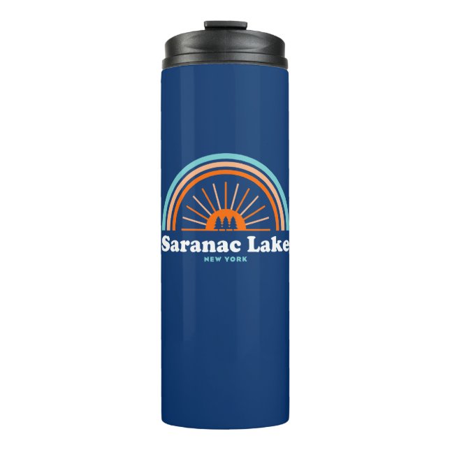 Saranac Lake New York Rainbow Thermal Tumbler (Front)