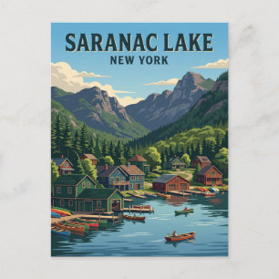 Saranac Lake, New York, USA Postcard