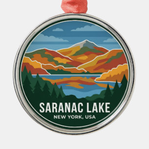 Saranac Lake USA Metal Ornament