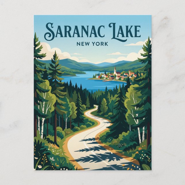 Saranac Lake USA Postcard (Front)