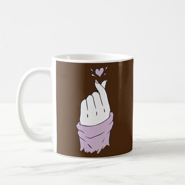Saranghae Korean Finger Heart K Pop Love Lavender Coffee Mug (Left)