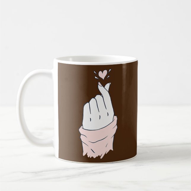 Saranghae Korean Finger Heart K Pop Love Misty Coffee Mug (Left)