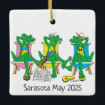 Sarasota Beach Gators Ceramic Ornament<br><div class="desc">Great memory of the best time on the beach in Sarasota, Florida. These gator not only enjoy the beach but all of the attractions the City has - Opera, Mote, Ringling Museum, and so much more. It's a wonderful souvenir you can personalise on the front and you can choose to...</div>