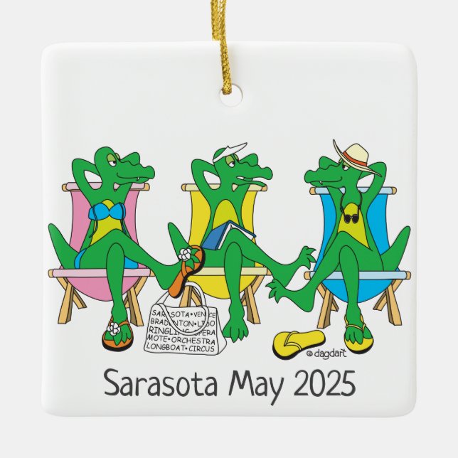 Sarasota Beach Gators Ceramic Ornament (Front)