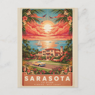 Sarasota Ca' d'Zan Vintage Florida Travel Poster Postcard