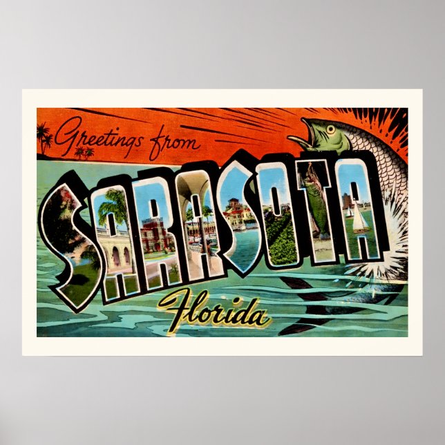 Sarasota Florida 20x30 Retro Print (Front)