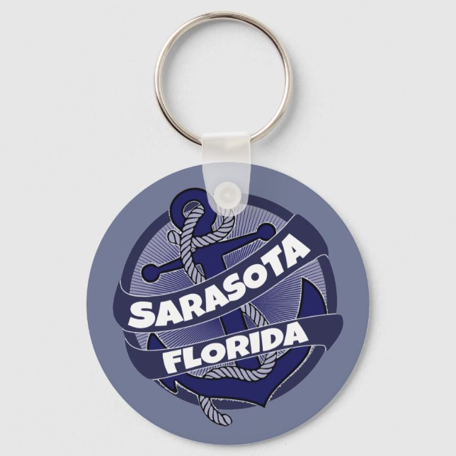 Sarasota Florida anchor swirl keychain (Front)