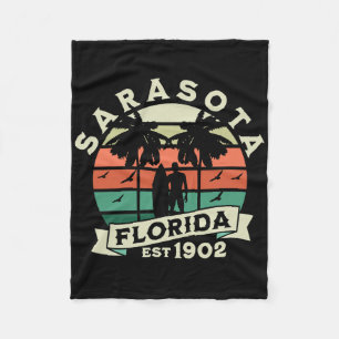 Sarasota Florida Beach Surfing Summer Vacation Vin Fleece Blanket