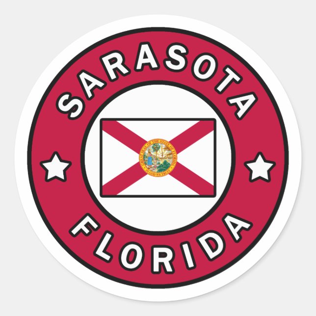 Sarasota Florida Classic Round Sticker (Front)