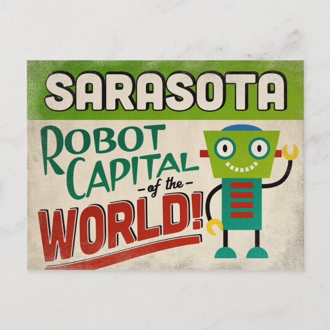 Sarasota Florida Robot - Funny Vintage Postcard (Front)