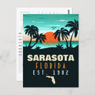 Sarasota Florida Tropical Retro Sunset Souvenirs Postcard