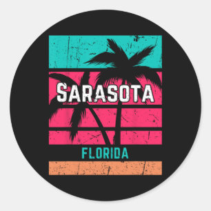 Sarasota Florida Vacation Souvenir Surfing Vintage Classic Round Sticker